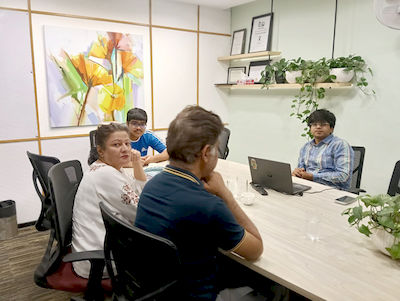 upGrad Ghaziabad office - student and parents with the counselling team after their study abroad session